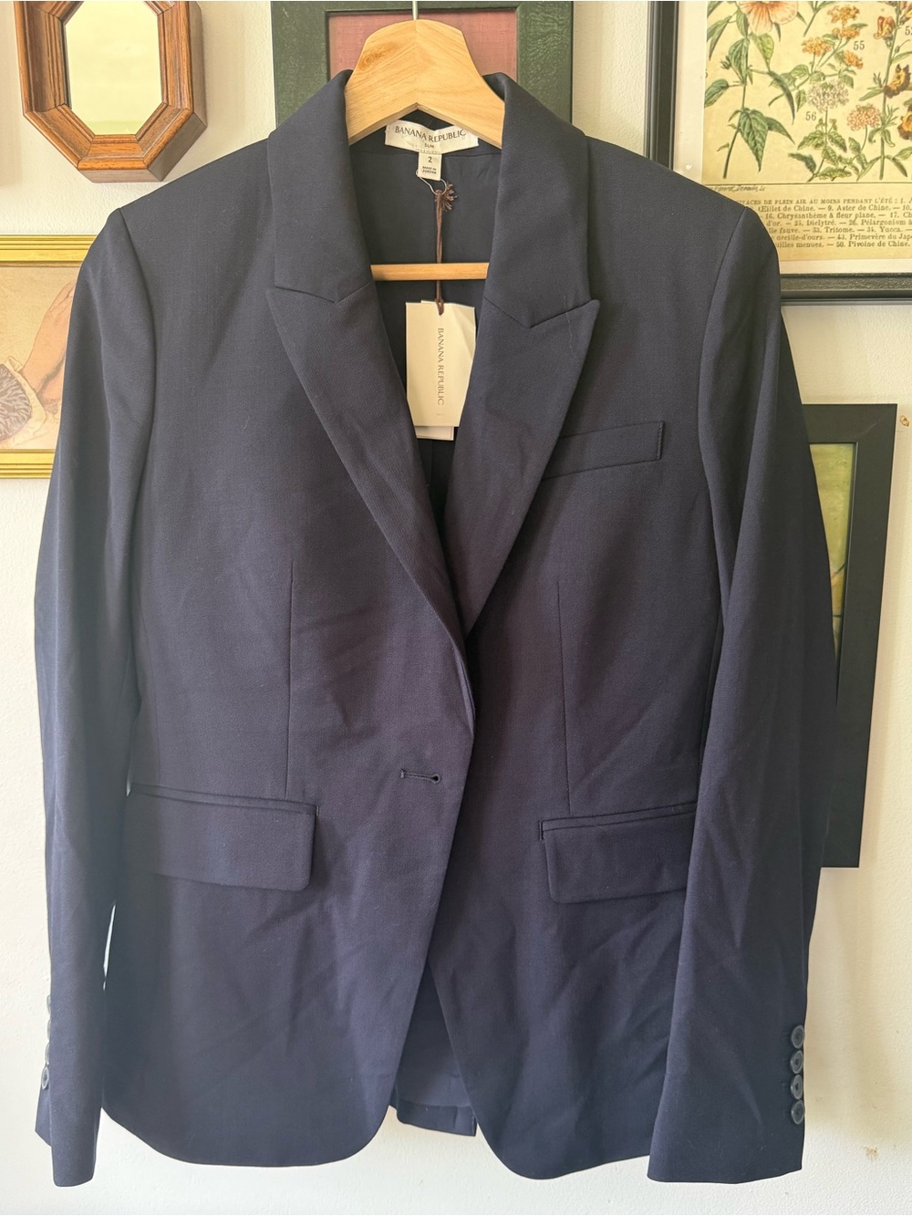 Banana Republic SLIM ITALIAN LIGHTWEIGHT WOOL BLAZER 2 navy